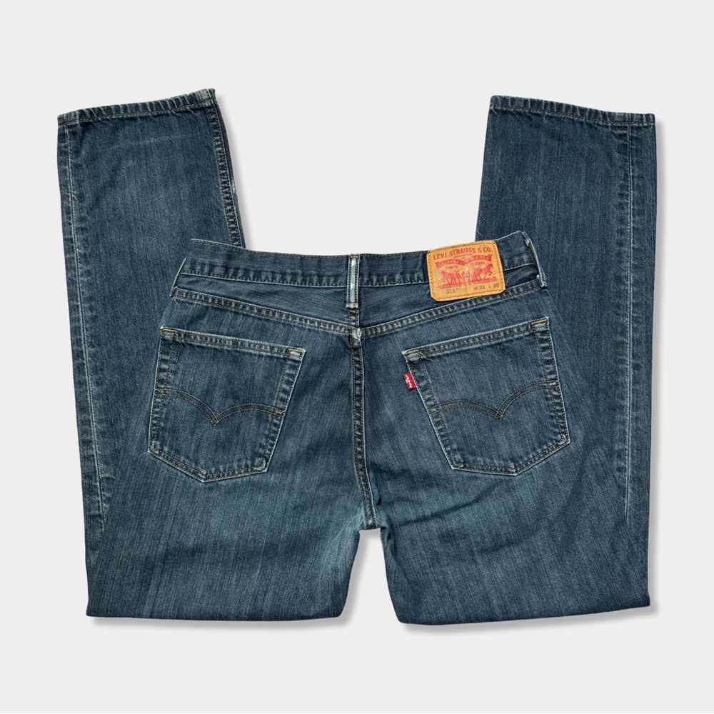 Levis 514 Slim Straight Fit Dark Distressed Wash 100% Cotton Denim Jeans 31 x 30